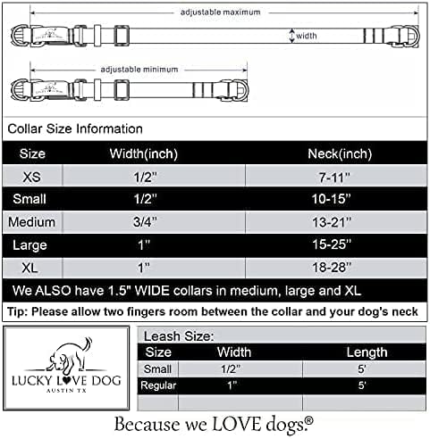 Lucky Love Dog Wide Dog Collar - Adjustable, Durable, Soft Webbing, & Comfortable 1.5 inch Wide Collar for Dogs Male and Female - in Primrose Pattern with Strong Buckle, Large Size