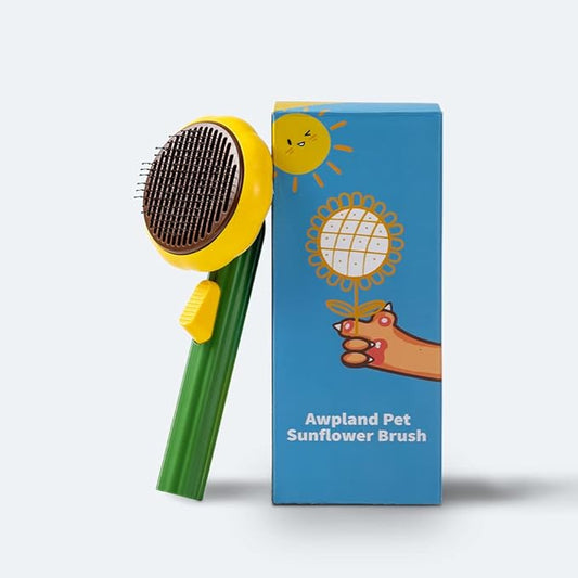 Cat Brush for Shedding, Sunflower Shape Self Cleaning Slicker Brush for Dogs Cats Puppy Rabbits, Cat Hair Brush for Removing Loose Hair, Fur, Undercoat, Mats, Tangled Hair, Knots