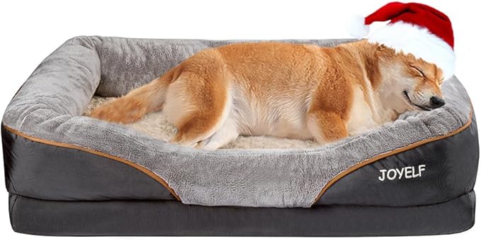 JOYELF Large Memory Foam Dog Bed, Orthopedic Dog Bed & Sofa with Removable Washable Cover and Squeaker Toy as Gift