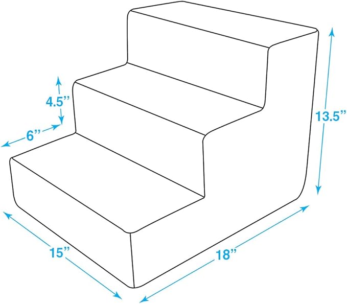 Best Pet Supplies Dog Stairs for Small Dogs & Cats, Foam Pet Steps Portable Ramp for Couch Sofa and High Bed Non-Slip Balanced Indoor Step Support, Paw Safe No Assembly - Dark Gray Linen, 3-Step