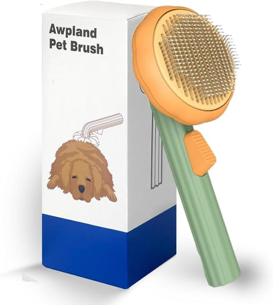 Cat Brush with Release Button, Pumpkin Cat Comb for Long or Short Haired Cats Dogs Rabbits, Skin Friendly Deshedding Grooming Tool for Gently Removes Loose Fur Undercoat