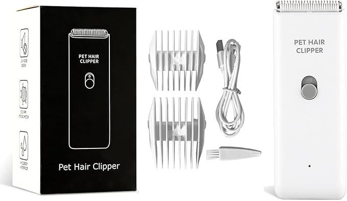 Dog Clippers,Quiet Washable USB Rechargeable Cordless Dog Grooming Kit,Electric Pets Hair Trimmers Shaver Shears for Dogs and Cats White