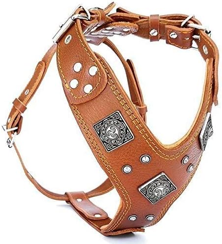 Bestia "EROS Genuine Leather Dog Harness, Large Breeds, Cane Corso, Rottweiler, Boxer, Presa, Bullmastiff, Dogo, 100% Leather, Studded, L- XXL Size, Soft Padded. Made in Europe!