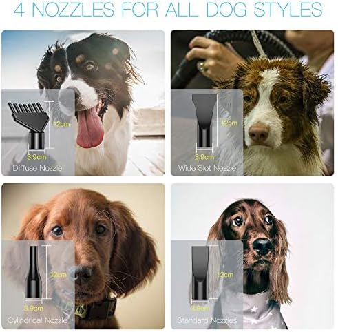 Dog Dryer, High Velocity Pet Hair Dryer, 4.3HP Stepless Adjustable Speed Dog Hair Force Dryer, Powerful Pet Blower with Heater