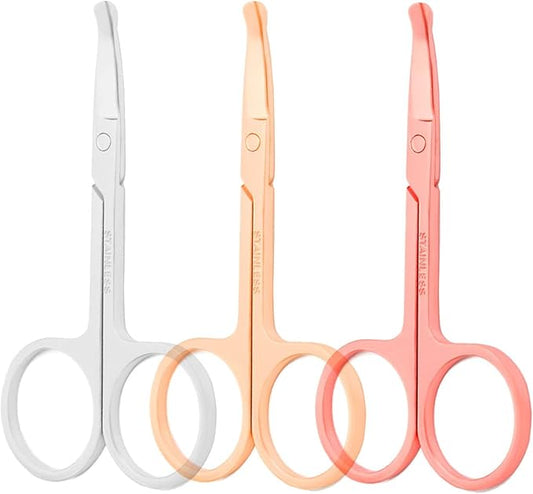 3.5 Inch Silent Pet Grooming Tiny Safety Scissors for Cats & Dogs - Quiet Alternative to Electric Clippers for Sensitive Pets (Silver/Golden/Rose Gold-Curved)