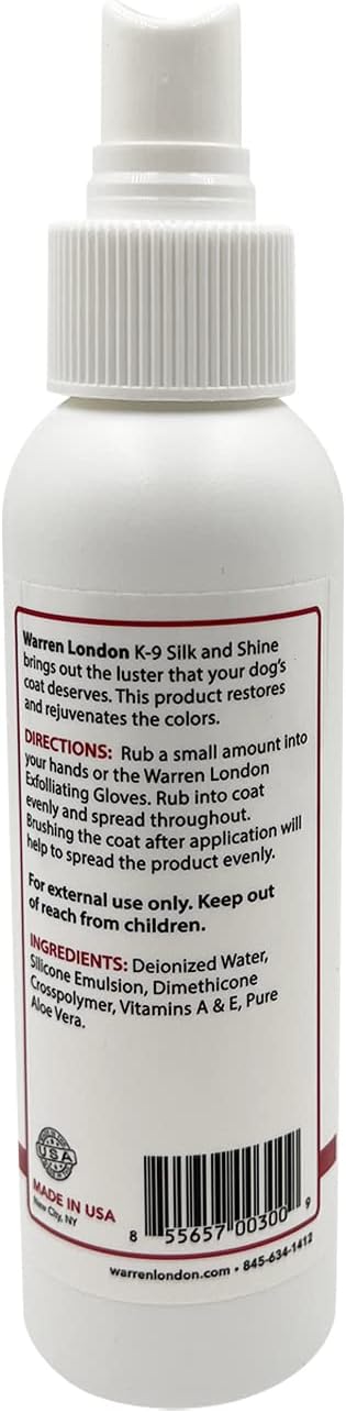 Warren London K9 Silk & Shine – Easy to Use Leave in Conditioner for Your Dog’s Soft Bright Coat – No Fragrance, Spray Bottle, Made in The USA – 4oz