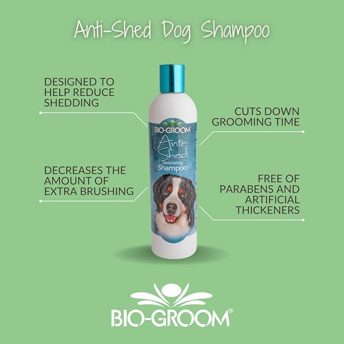 Bio-Groom Anti-Shed Deshedding Dog Shampoo - Odor Eliminating, Anti-Shedding, Dog Bathing Supplies, Puppy Wash, Cat & Dog Grooming Supplies, Cruelty-Free, Made in USA, Dog Products - 12 fl oz 1-Pack