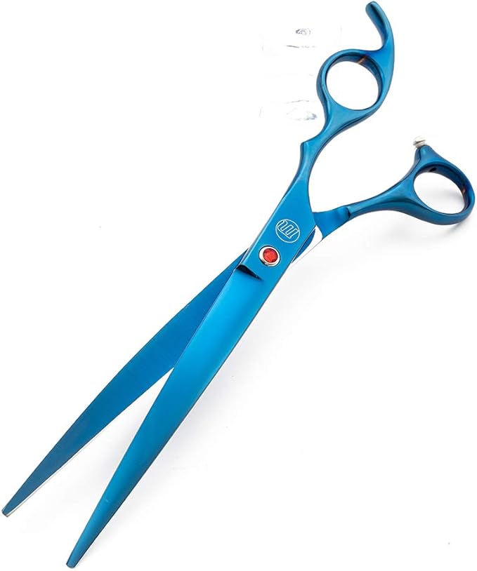Moontay Professional 8.0" Dog Grooming Scissors Set, 4-pieces Straight, Upward Curved, Downward Curved, Thinning/Blending Shears for Dog, Cat and Pets, JP Stainless Steel, Blue