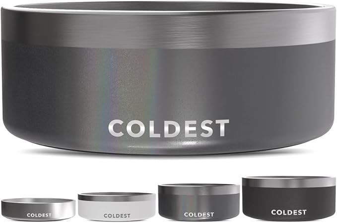 Coldest Dog Bowl - Anti Rust Metal, Non Slip, 3 Layers Insulated Stainless Steel Dog Bowls - Spill Proof & Heavy Duty - Water Bowl for Dogs, Cats & Pets, Dish Washer Safe (64 oz, Stardust Glitter)