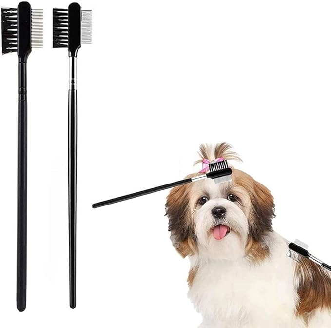 Black Dog Combs Head Brush Cleaning Tear Stain Remover Kitten Puppy Pet Eye Comb Pet Products for Small Cat Dog Double-Sided Comb Brush Pets Grooming Combs for Dogs Cats Removing Crust and Mucus