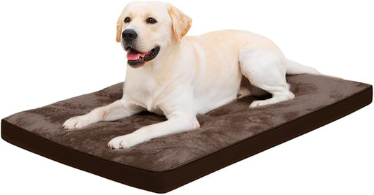 Dog Crate Bed for Large Size Dogs,Washable Dog Kennel Pad Ultra Soft Pet Sleeping Mat for Cages,Anti-Slip Bottom,35x22 inch,Brown