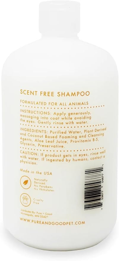 Scent Free Shampoo, Formulated for All Pets, Gentle and Cleansing, Made in The USA, Cruelty Free, 16 fl oz