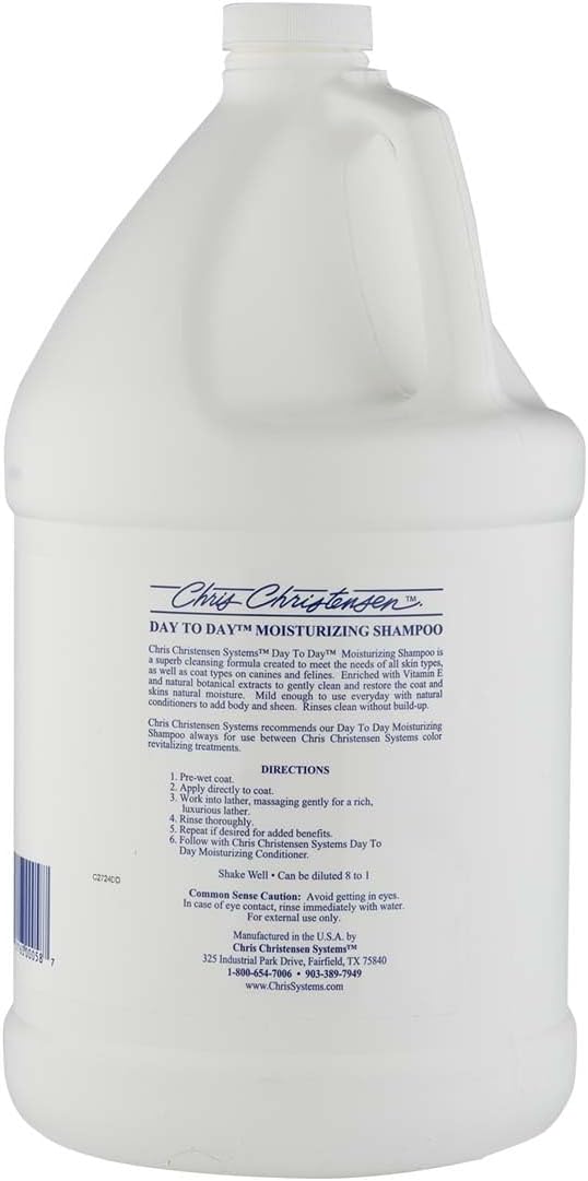 Chris Christensen Day to Day Ultra Concentrated Dog Shampoo, Makes up to 8 Bottles, Groom Like a Professional, Moisturizing, All Coat Types, for Daily Use, Made in USA, 1 Gallon