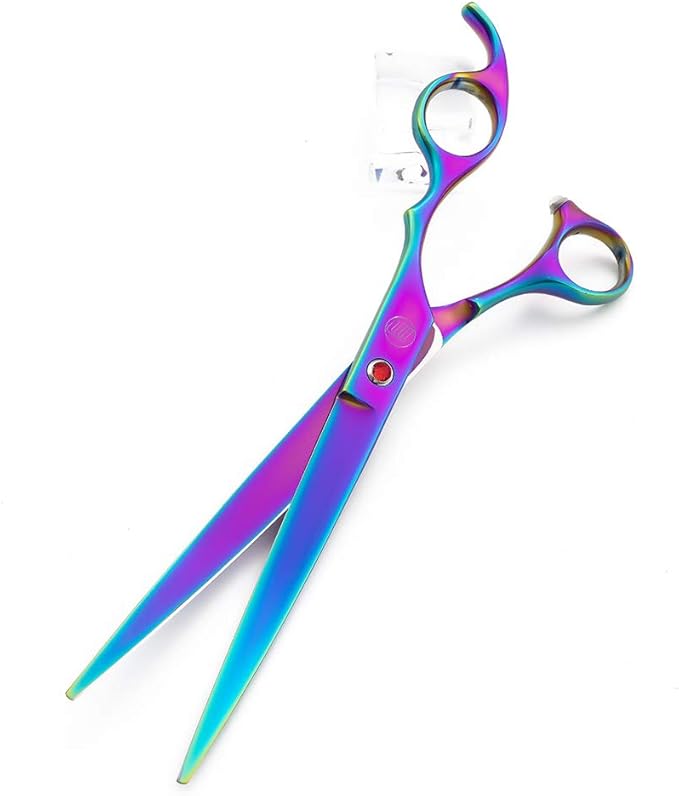 Moontay Professional 8.0" Dog Grooming Scissors Set, 4-pieces Straight, Upward Curved, Downward Curved, Thinning/Blending Shears for Dog, Cat and Pets, JP Stainless Steel, Multicolour