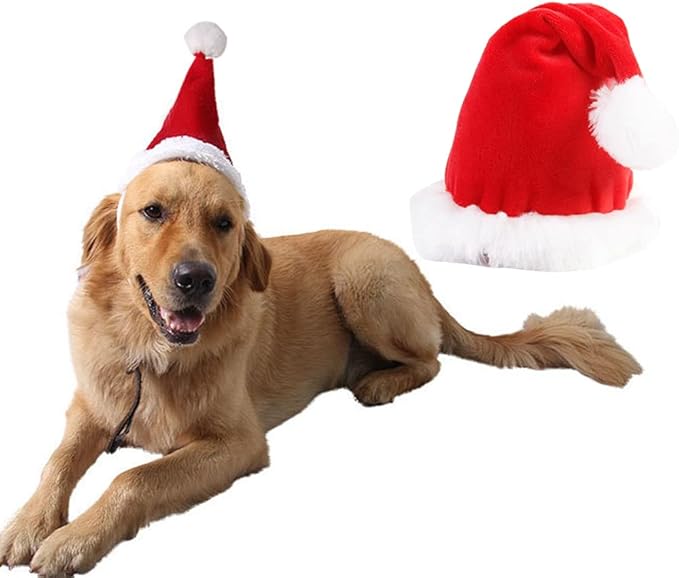Adjustable 3D Christmas Santa Hat for Dogs Cats (Large)