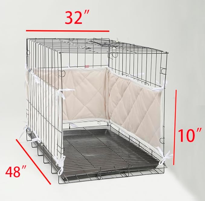Apricot Dog Crate Training Pads - Tail Protector Bumpers, 48"X32"X10"