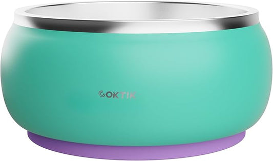 COKTIK Dog Bowl, Insulated Stainless Steel Food Bowls for Dogs & Cats, Non-Slip Dog Bowls Water Bowl Large Breed, Easy to Clean, Durable and Dishwasher Safe (128oz/1Gallon, Aurora)