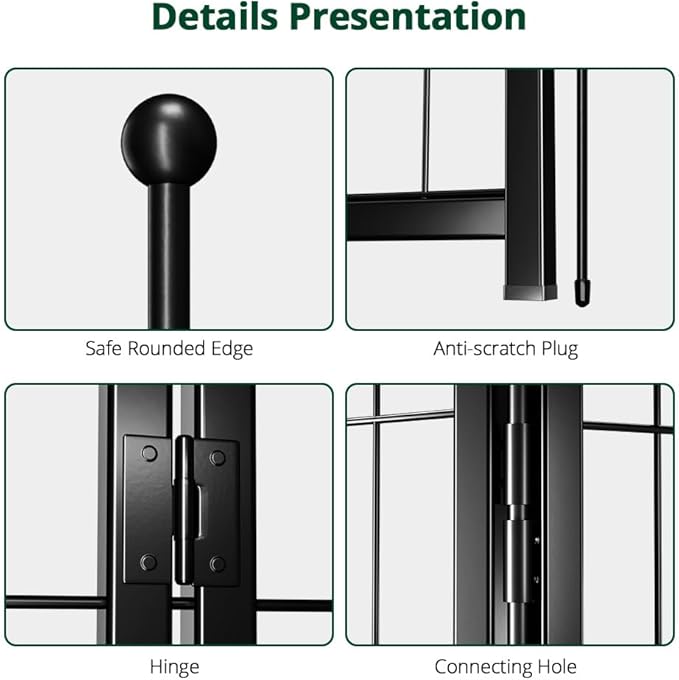 PawGiant Dog Fence Playpen 24”/32”/40” Indoor Outdoor for Small/Medium/Large Dogs, Metal Pet Puppy Cat Exercise Fencing Gate Crate Cage Outside RV, Camping, Yard, Garden (16 Panel, 27" W x 40" H)