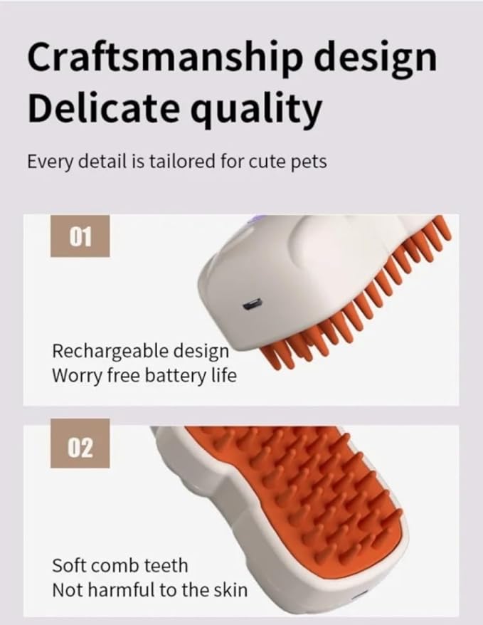 Cat Steam Brush, 3 in 1 Multifunction Steamy Spray Cleaning Shedding Comb, Dog Removal Grooming Brush (1PC Green)