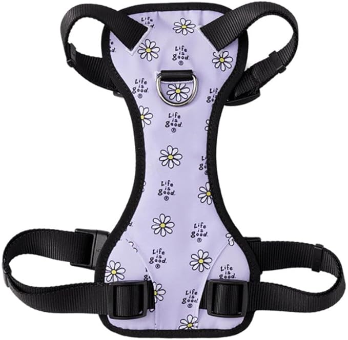 Life Is Good. Vintage Daisy Dog Harness, Lilac Purple