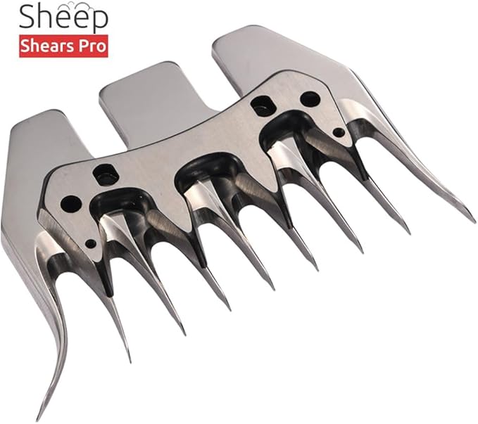 Clipper Blades 9 Tooth Curved Blade Replacement Universal Alpaca Cutter Blades Set (Blade and Cutter) with 2 x Sheep Clipper Oil Lubricant Bottles 6.8 Fl OZ (200ml)