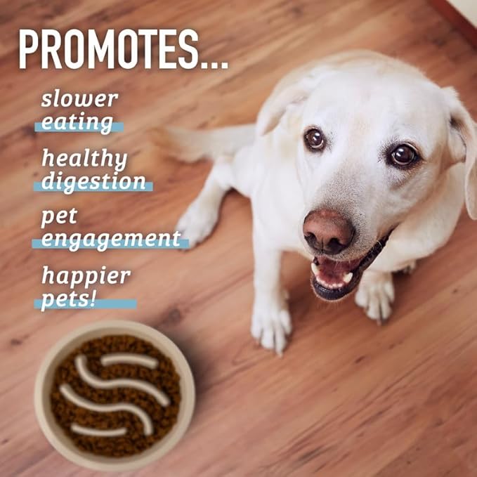 Leash Boss Puzzle Slow Feeder Dog Bowl, 2-Cup Maze, 7.5-8 Inch Opening for Large, Medium & Small Breeds - Puppy Feeder