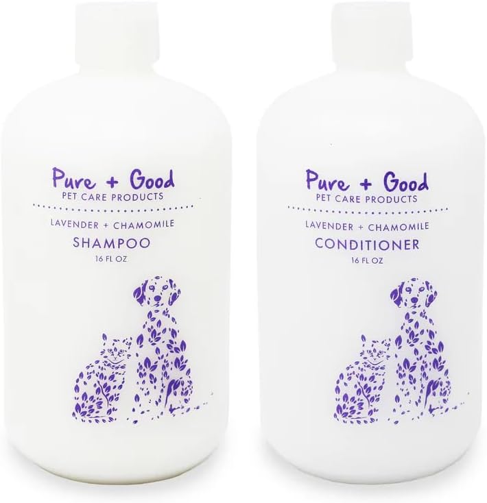 Lavender + Chamomile Shampoo and Conditioner Set, Soothing Lavender and Herbaceous Chamomile, Formulated for All Pets, Gentle and Cleansing, Made in The USA, Cruelty Free, 16 fl oz