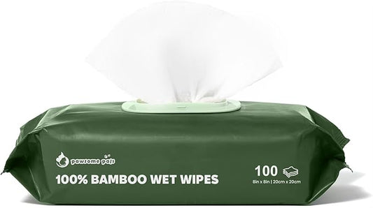 Bamboo Grooming Wet Wipes for Dogs and Puppies, Cleaning & Deodorizing Dog Wipes, Hypoallergenic Pet Wipes for Sensitive Skin, with Organic Aloe Vera & Shea Butter, 100 Count, Puppy Essentials