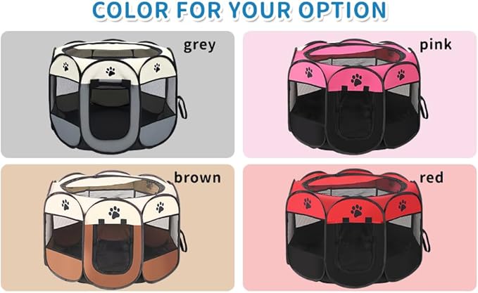 Dog Play Pen Portable Cat House Easy Assemble Pet Indoor/Outdoor Security Cage Brown-L