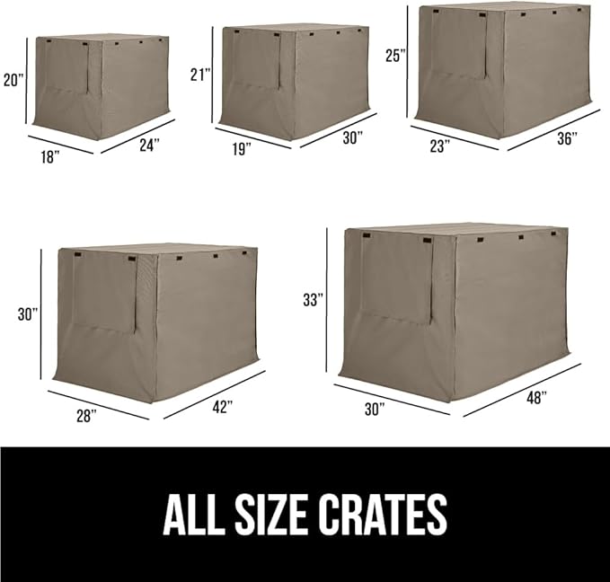 GORILLA GRIP Dog Crate Covers Compatible with Amazon Basics Dog Crates, All Sides Open, Privacy Cover Fits 42" Wire Kennel, Breathable Mesh Windows, Light Reducing Puppy Training Cage Topper, Taupe