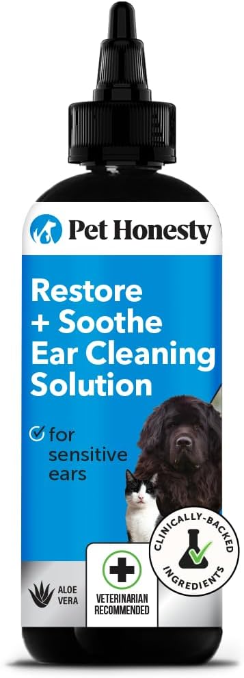 Pet Honesty Restore + Soothe Ear Cleaner for Dogs & Cats, Soothes Itching, Gentle on Sensive Ears, Irritation and Aches (Aloe Vera) - 4oz