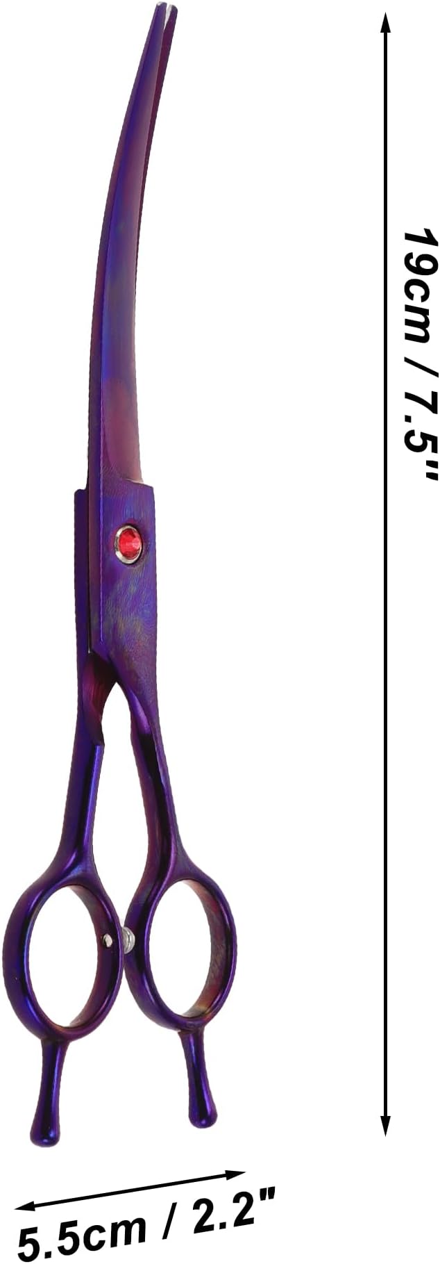 Dog Grooming Scissors, with Ergonomic Handle, Pill Popper for Cats, Upper Bend Shears, Stainless Steel Curved Shears for Dogs Cats, Purple, 7.5inch