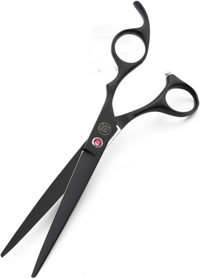 Moontay Professional 7.0" Dog Grooming Scissors Set, 4-pieces Straight, Upward Curved, Downward Curved, Thinning/Blending Shears for Dog, Cat and Pets, JP Stainless Steel, Black