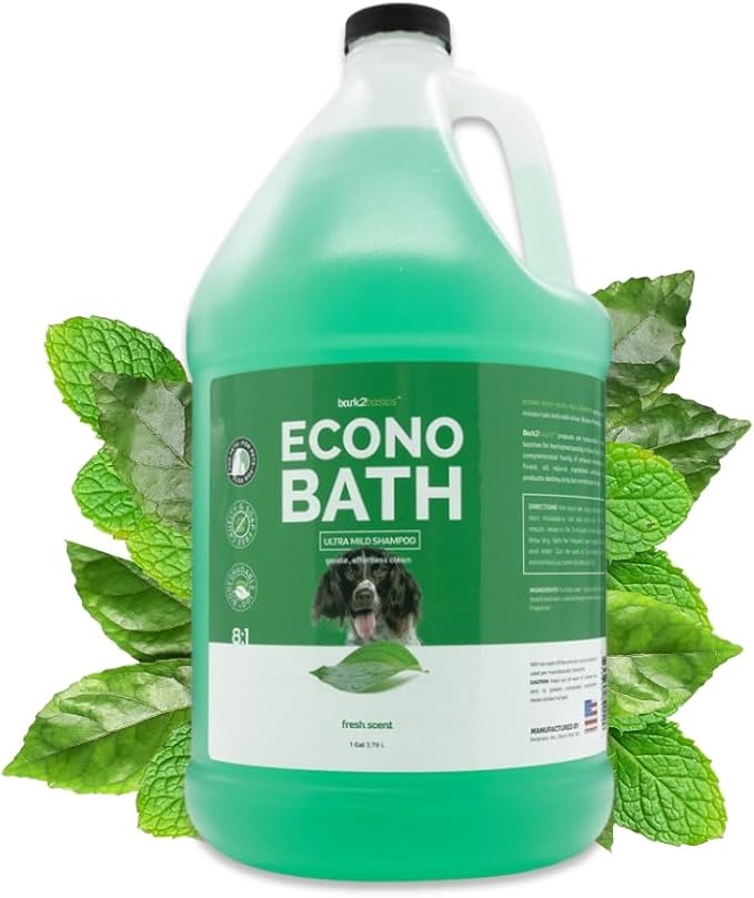 Bark2Basics Econo Bath Dog Shampoo, 1 Gallon - Ultra Mild, All Natural Ingredients, Gently Cleans and Moisturizes, Adds Shine to Coat, Fresh Scent
