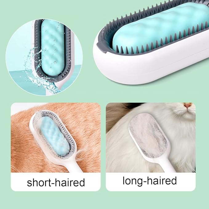 Cat Hair Brush 4 in 1, Pet Hair Removal Comb Universal Pet Knots Remover Multifunctional Dog Cleaning Brushes with Finger Cover for Short-Hair Pets Grooming Matted Fur (Blue)