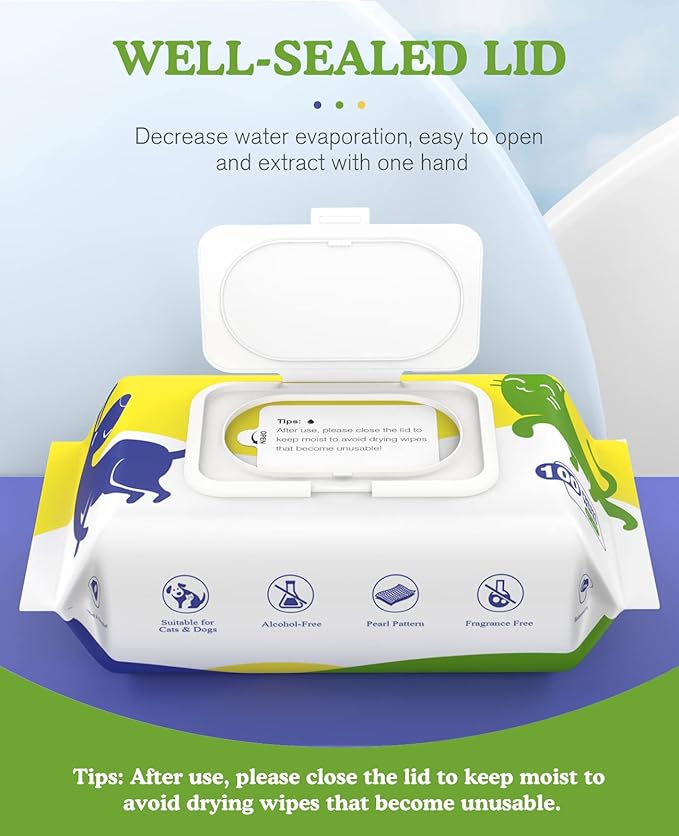 Dog Wipes, Puppy Wipes for Face Eye Ears Body Bath, Pet Wipes for Dog Cat Paws Butt, Unscented Hypoallergenic Thick Dog Grooming Wipes for Cleaning Deodorizing, 100 Count, White