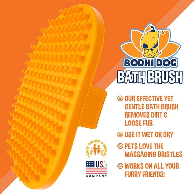 Bodhi Dog Shampoo Brush - Pet Grooming & Bath Supplies for Cats and Dog - Bath Brush for Long & Short Hair - Premium Scrubber for Shower, Bathing & Massage (One Pack, Orange)