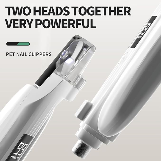 3-in-1 Electric Pet Nail Clipper & Grinder - HD LED Display & High-Hardness Blades | Rechargeable & Ultra-Quiet for All Pets (White)