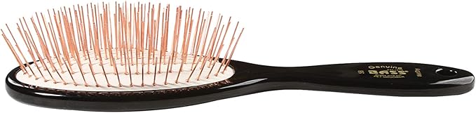 Bass Brushes Large/X-Long All Wire Brass Pin Cushion Pet Brush with Acrylic Handle