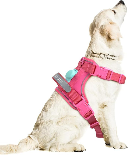AUROTH Dog Harness for Large Dogs, Dog Vest Harness Large Size Dog, Large Dog Harness, No Pull Dog Harness for Large Dogs with Handle, XL Dog Harness, Rose Red XL