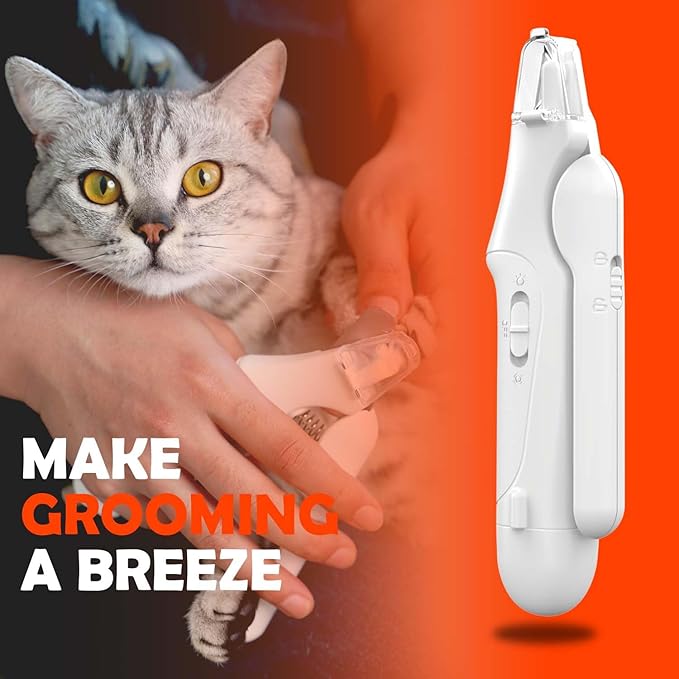 2-in-1 Cat Nail Clippers & Dog Nail Clippers Trimmers for Large Medium Small Dogs Cats Claw Trimmer Quick Sensor and Safety Guard USB Rechargeable with 2 LED Lights Dogs Nail Trimmer