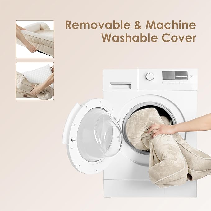 EHEYCIGA Orthopedic XL Dog Beds, Waterproof Memory Foam Dog Bed for Extra Large Dogs, Non-Slip Bottom and Egg-Crate Foam Big Dog Couch Bed with Washable Removable Cover, Beige