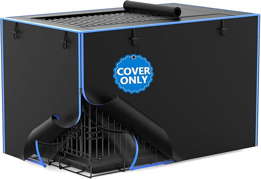 Dog Crate Cover, 600D Oxford Kennel Kennel Covers with Waterproof, Windproof, Breathable Mesh, Storage Pocket, 48 Inch, Cage Covers for Cat Large Dog