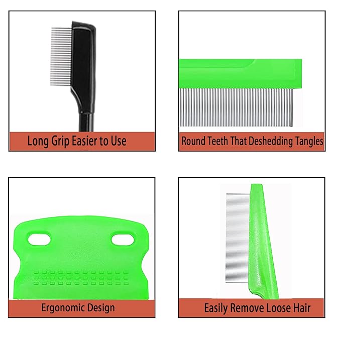 5 Pieces Tear Stain Remover and Grooming Combs - Pet Lice Comb Removes Fleas, Eggs, Dandruff, Hair Stains, Crust, and Mucus for Small Pets