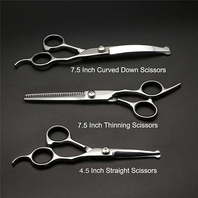 5 in1 Dog Grooming Scissors Kit,Professional Pet Grooming Scissors with Safety Round Tips,4CR Stainless Steel Sharp and Heavy-duty for Dogs Cats Pets