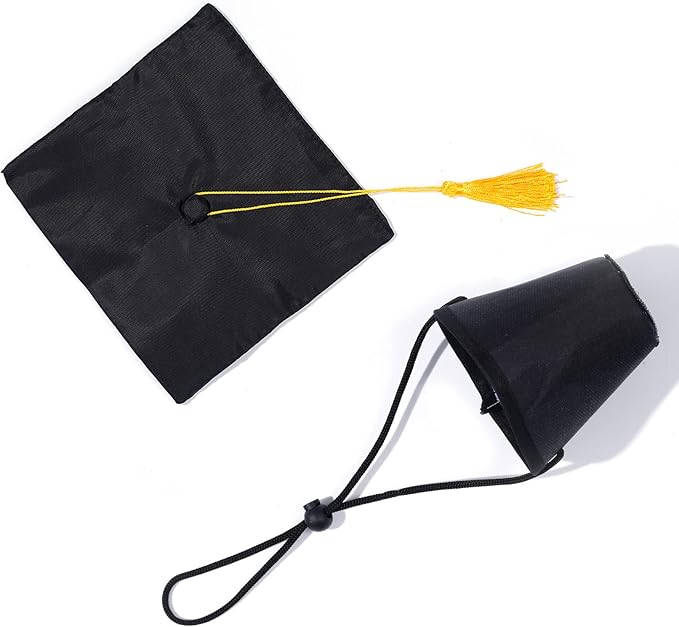 SUMERSHA 2Pcs Pet Graduation Caps Small Dogs Black Graduation Hats with Yellow Tassel Pet Graduation Costume for Puppy Dogs Cats Party Outfits Accessories