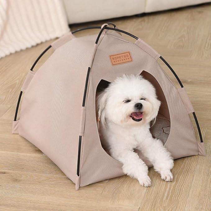 Cute Cat Teepee Cave, Cat Tent Foldable Indoor Outdoor with Thick Mat,Puppy Bed Tent,Bunny Pet Tent Teepee,Portable Dog House Teepee Tent, Cat Bed,Dog Bed Tent,Puppy Bunny,Pet Tent Teepee (S, S)