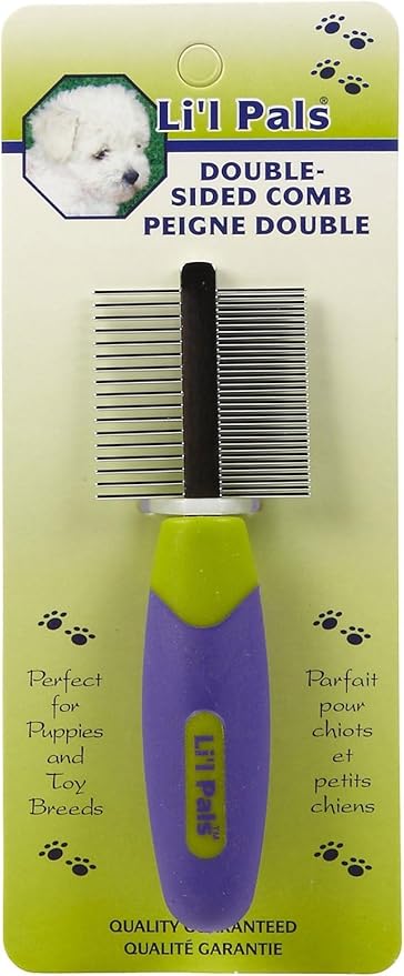 Coastal Pet Li'l Pals Double-Sided Dog Comb - Tick & Flea Comb - Dog Grooming Brush for Small Breeds & Puppies - One Size