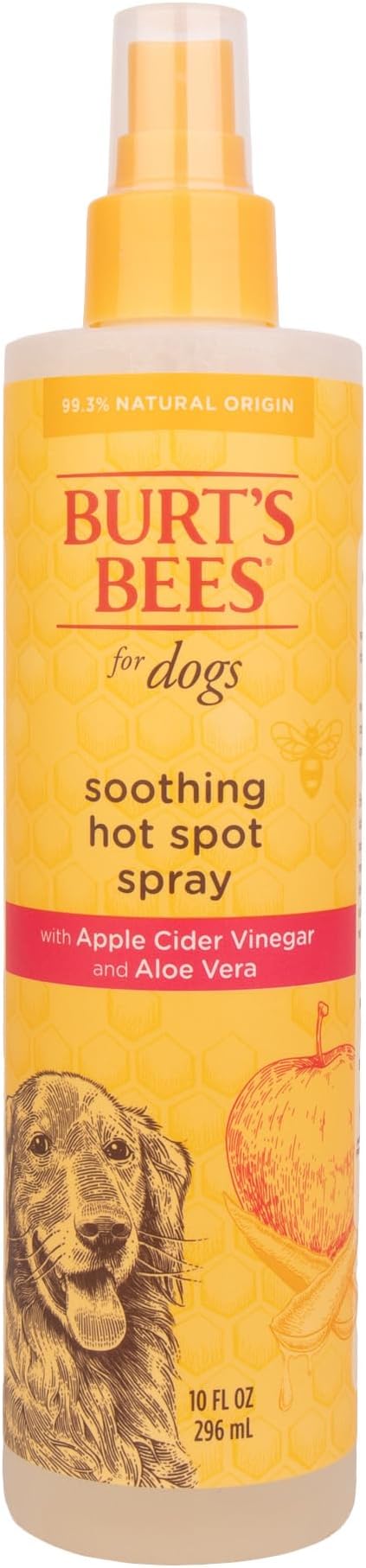 Burt's Bees for Pets Hot Spot Spray with Apple Cider Vinegar and Aloe Vera, 95% Natural Origin Formulas, Dog Spray for Itchy Dogs, Dog Spray Itchy Skin Relief, 2pk 10oz