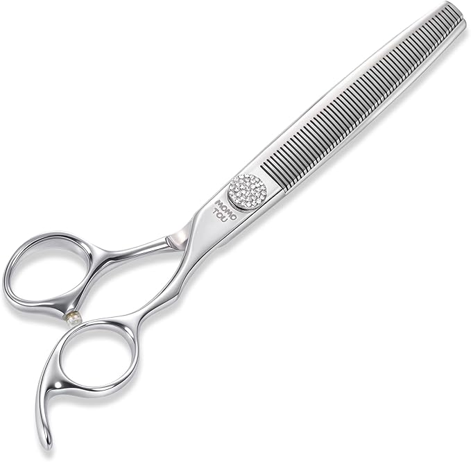 Professional Thinning Dog Grooming Scissors with Simulation Diamond 440C Stainless Steel Polished Pet Cat Thinner Blender Shears for Groomers and Home users 7''